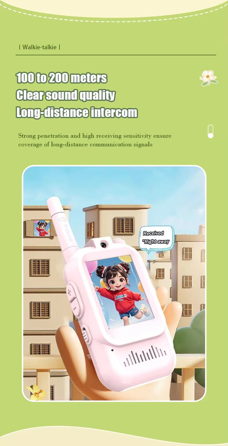 2PCS Video Walkie Talkies for Kids USB-C Rechargeable One-Click HD Call Intercom Safe Durable Toy for Children Birthday Gift