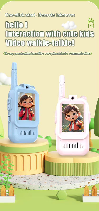 2PCS Video Walkie Talkies for Kids USB-C Rechargeable One-Click HD Call Intercom Safe Durable Toy for Children Birthday Gift